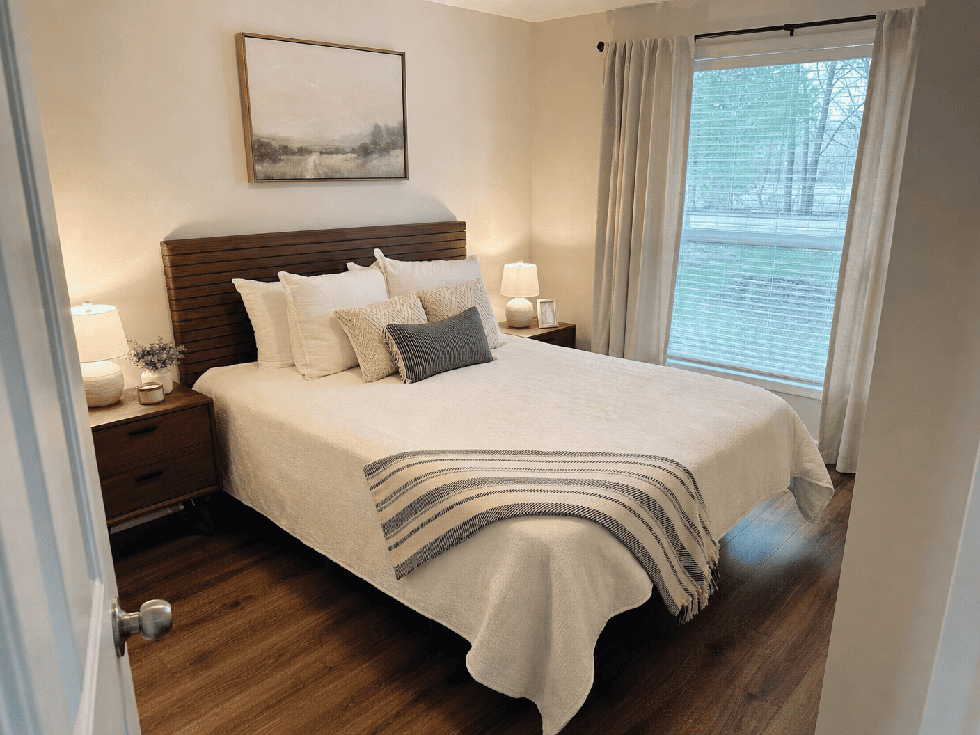 Neat, welcoming bedroom after cleaning
