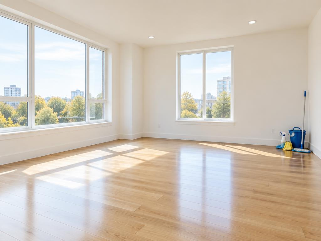 Freshly renovated room after post-construction cleaning